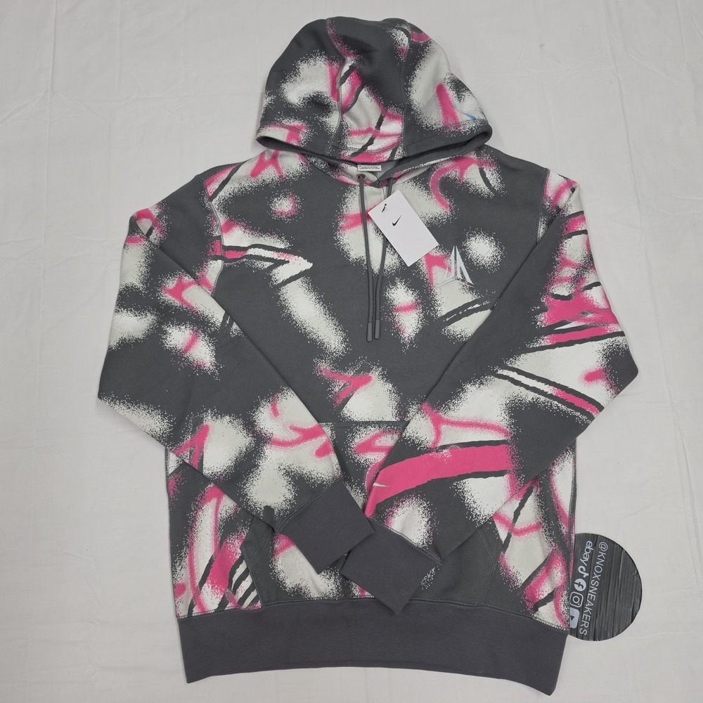 Nike Ja Morant Basketball Hoodie Grey Pink HV3378-025 Men's Size Medium